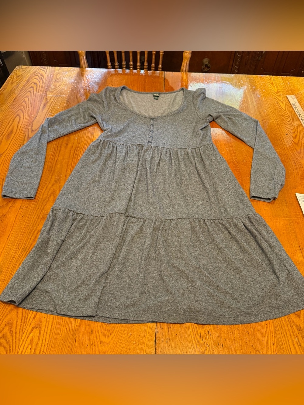 Wild Fable Gray Long-Sleeve Tiered Women’s Midi Dress M